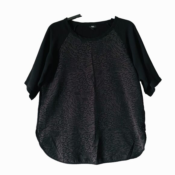 Mossimo Blouse T-Shirt Womens Size Large Black 3/4 Sleeve Raglan - Picture 1 of 10